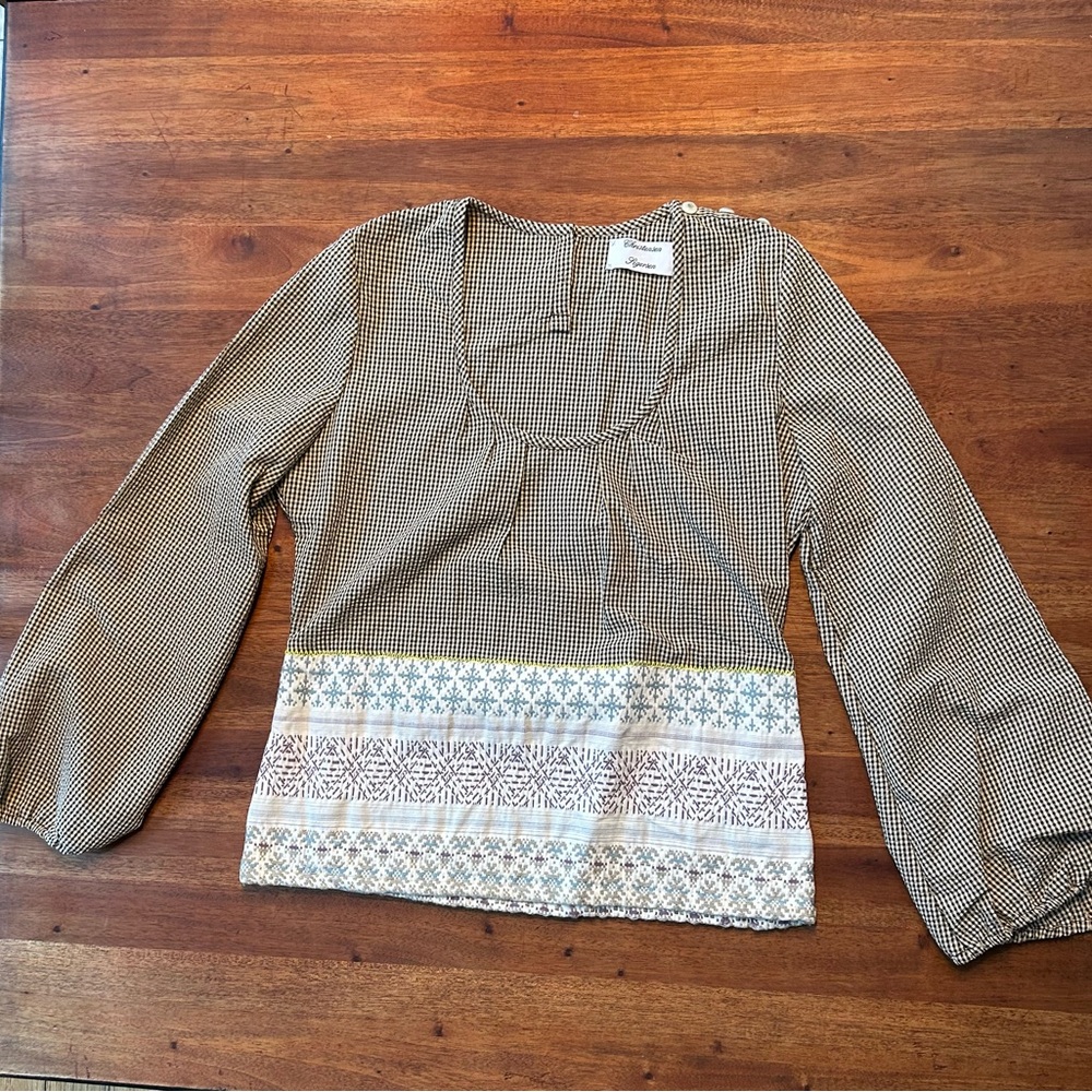 Women's Brown Patterned Top